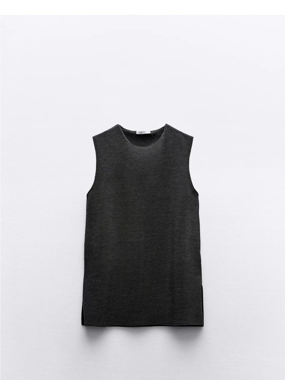Sleeveless Knit Tunic Top - Charcoal with matching wide leg pants